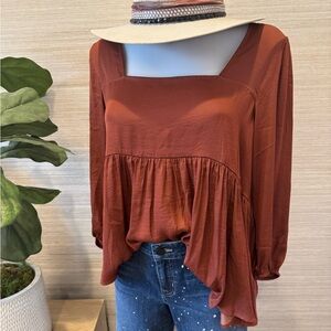 Dolan Left Coast Collection | Cherie Square Neck Peplum Babydoll Boho Blouse Top